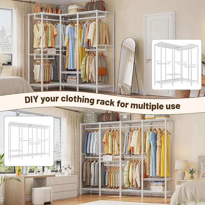 Raybee 76.9" H Clothes Rack Heavy Duty Loads 1100 LBS Metal Clothing Racks - Image 7