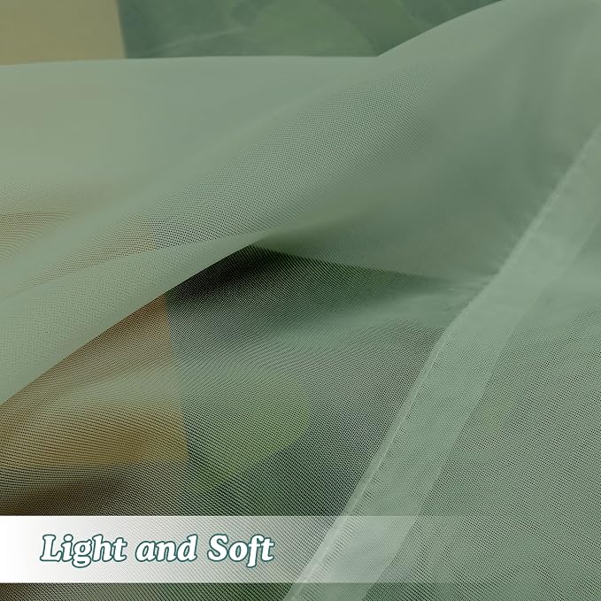 Chyhomenyc Sage Green Sheer Curtains 72 Inch Length 2 Panels, Light Filtering - Image 4