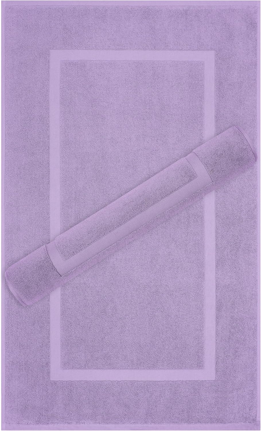 Cotton Paradise 100% Cotton Turkish Bathmat Set, Soft Absorbent Quick Dry, 2 Piece 20x34 Bathmat Floor Set, Lilac