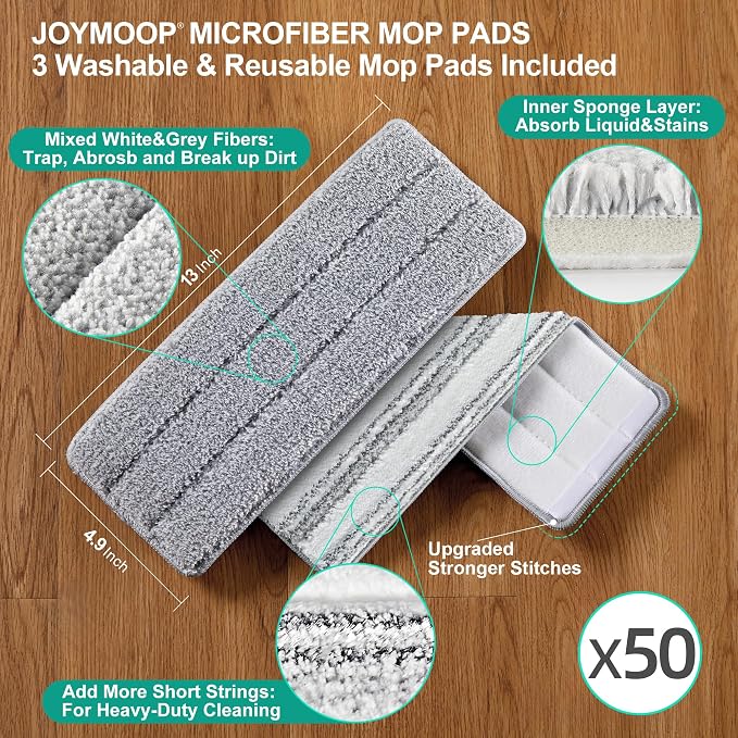JOYMOOP Flat Mop Pads, Microfiber Mop Cleaning Pads, Washable Pads, Pads - Image 2