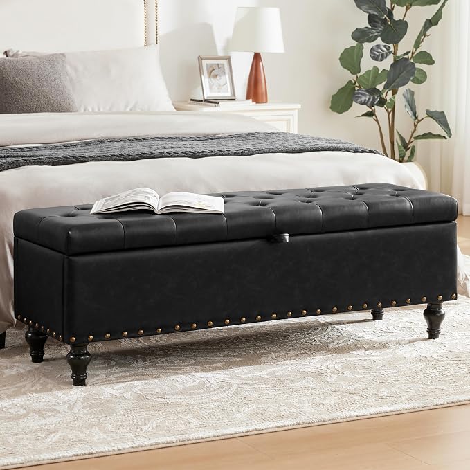 50" Storage Ottoman Bench, Tufted Ottoman - Image 6