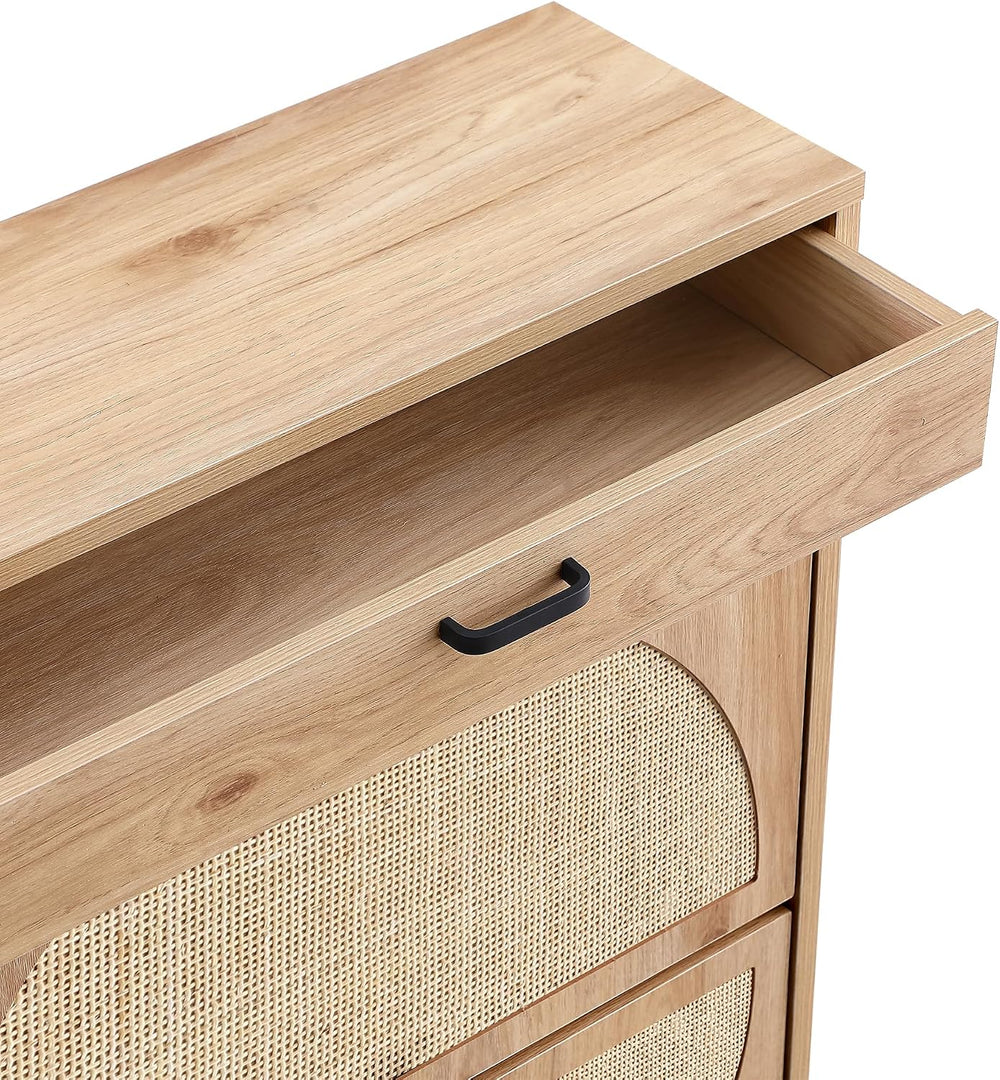 XIAO WEI Shoe Cabinet, Natural Semi Circle Rattan Shoe Storage Organizer Cabi...