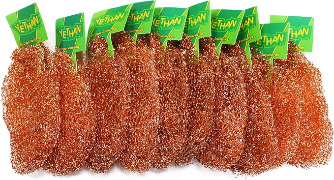 Copper Scouring Pad, Scrubbing Scour Pads 10 Pcs/Pack, Pure Copper, 13g / Pc by YETHAN