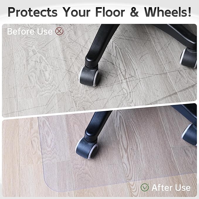 Office Chair Mat for Hardwood Floor, Easy Glide, Protects Hard Surfaces from - Image 2