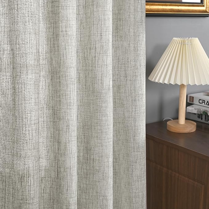 YoungsTex Dark Grey Linen Curtains 95 Inch Length - Image 6