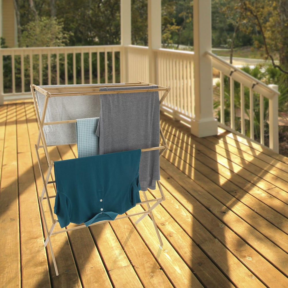 Lavish Home Bamboo Clothes Drying Rack, 27.5” x 14.25” x 42”