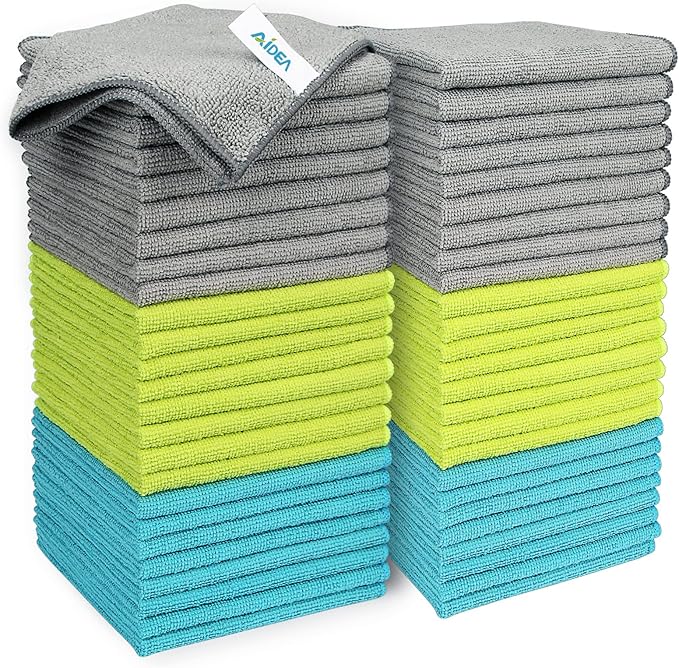 AIDEA Microfiber Cleaning Cloth-50PK, Soft Microfiber Towels by AIDEAHOME
