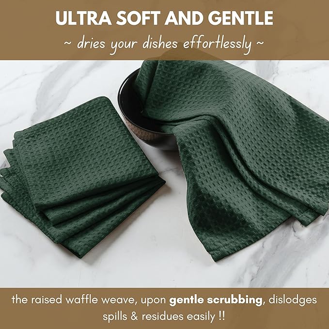 Native Fab Waffle Weave Dish Towels 12 Pack, 100% Cotton Kitchen Dishcloths - Image 5