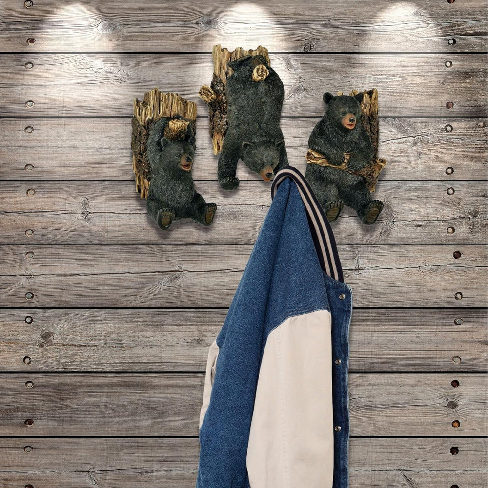 BestGiftEver Black Bear Coat Hooks, Set of 3