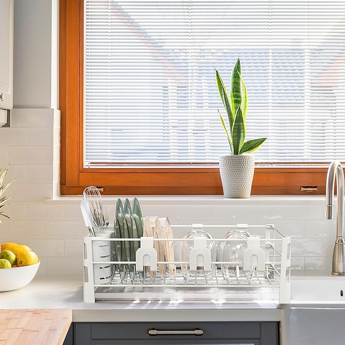SIMPLE HOUSEWARE White Dish Drying Rack - Image 6