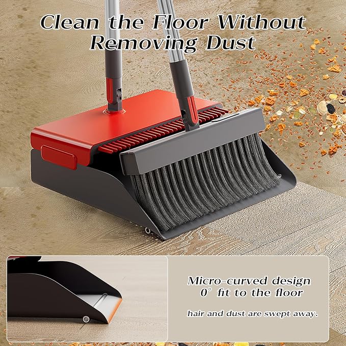 Broom with Dustpan Combo Set 180 Degree Rotating Broom Set with Comb Teeth - Image 4