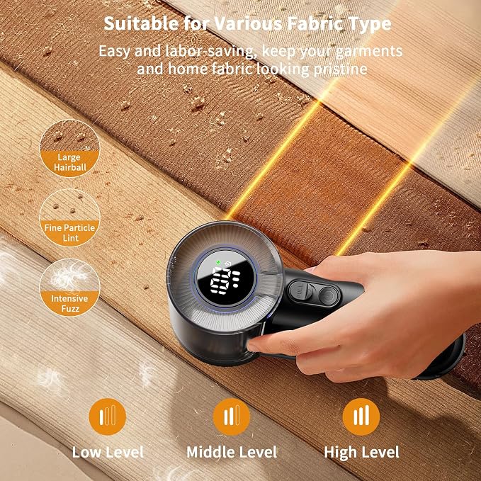 coldSky Electric Fabric Shaver & Lint Remover, Rechargeable Portable 3-Speed - Image 3