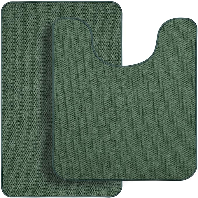 Bathroom Rugs Set 2 Pieces, Thin Bathroom Mats, Toilet Rugs, Quick Dry by BosapDirect