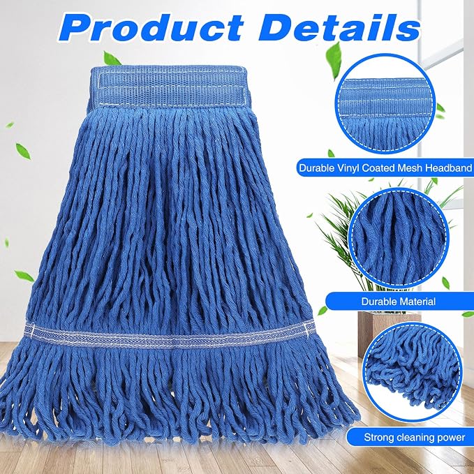Roshtia 30 Pieces Commercial Mop Head Replacement Floor Cleaning Wet Mop Heads - Image 3