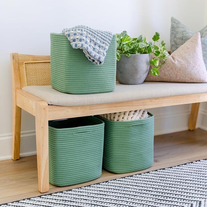 NaturalCozy Storage Cubes 11 Inch Cotton Rope Woven Baskets - Image 5