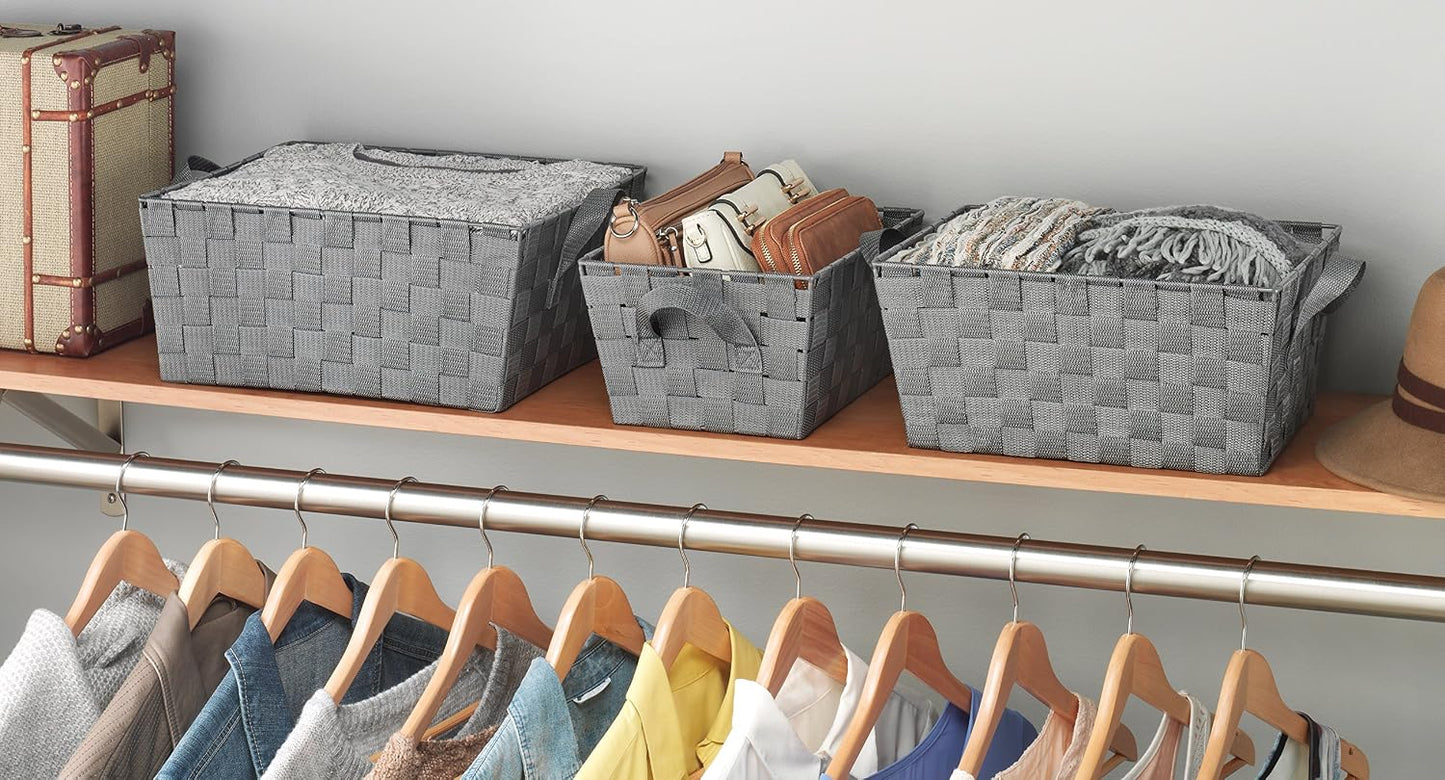 Whitmor Woven Strap Storage Baskets S/3-Gray (Pack of 2)