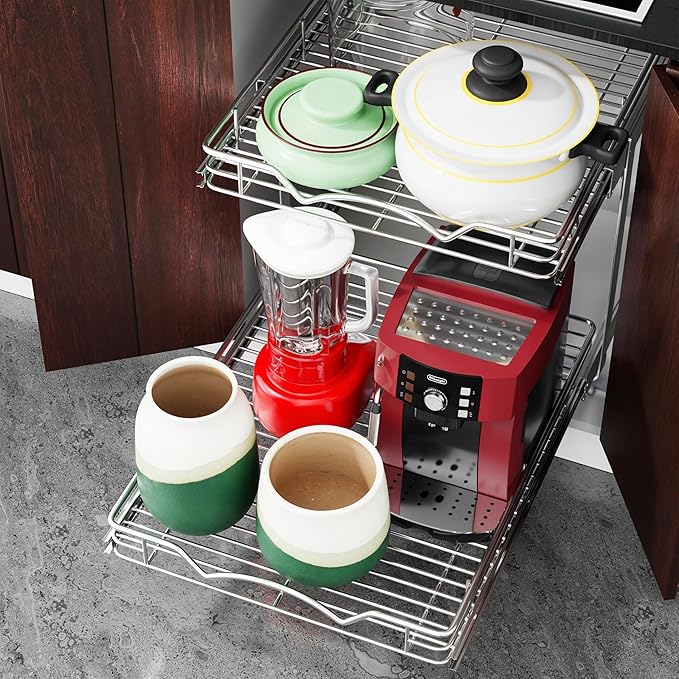 HOLDN’ STORAGE Two Tier Pull Out Cabinet Organizer, Individual Sliding Drawers - Image 5