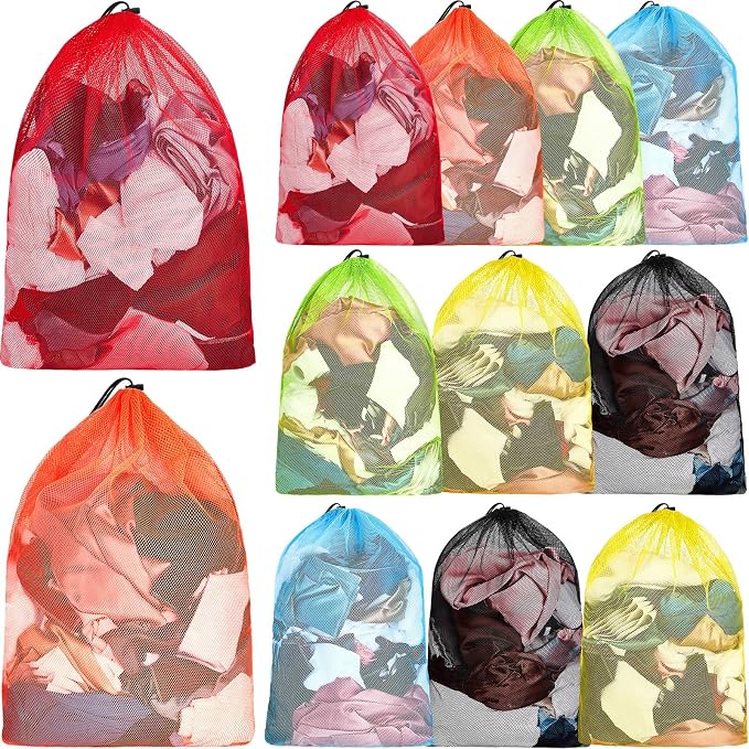 Berlune 12 Pcs Large Laundry Bag Colorful Extra Large Mesh Laundry Bag Bulk by Berlune