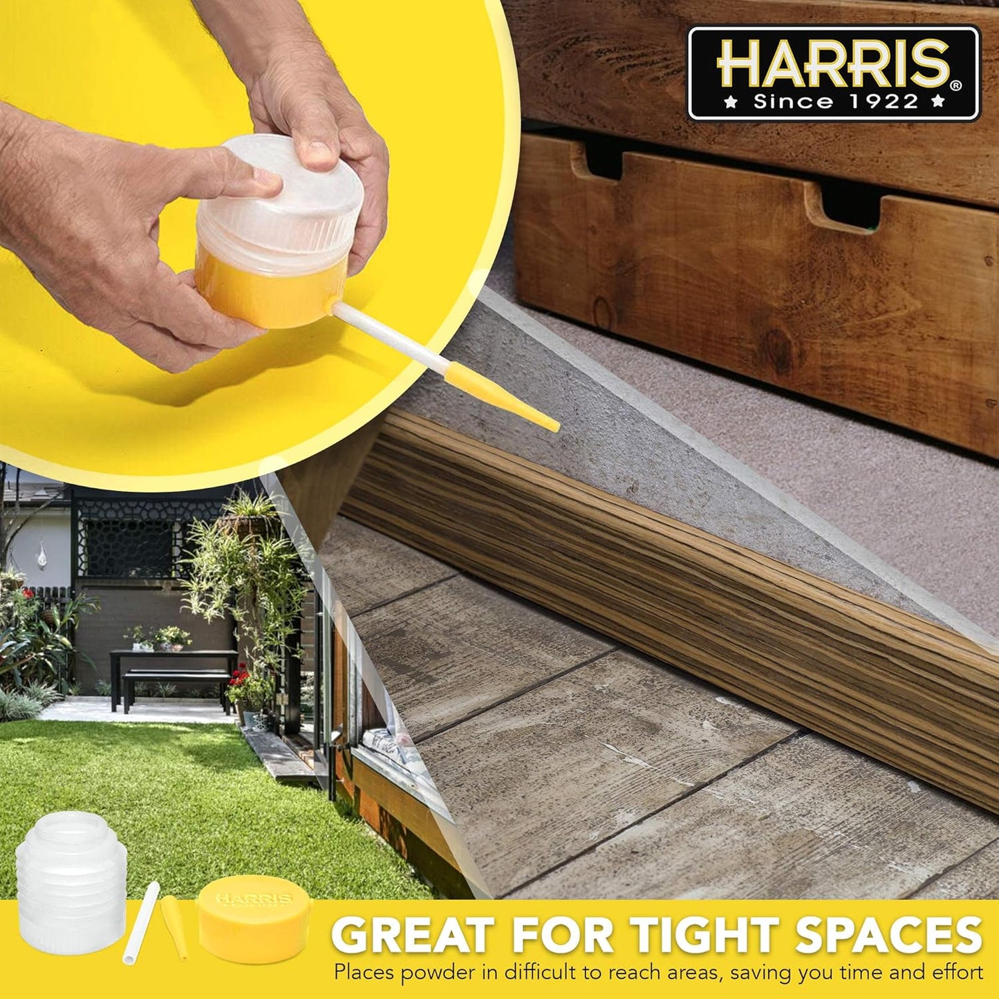 HARRIS Diatomaceous Earth Powder Duster with 6 Inch Extension Nozzle, for Easier Application of DE in Home & Outdoor Lawn and Garden Use