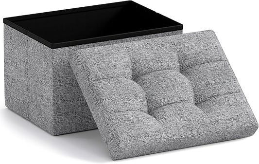 Ornavo Home Small Storage Ottoman Foldable Collapsible Rectangle Linen Ottoman by OrnavoHome