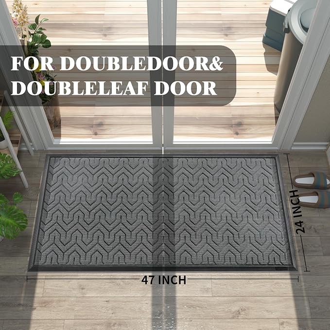 Yimobra Large Door Mat Outside Entrance 47x24, Waterproof Heavy Duty Outdoor - Image 2