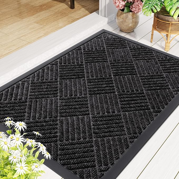 Smiry Front Door Mat Outside Entrance, Heavy Duty Outdoor Indoor Natural Rubber - Image 8