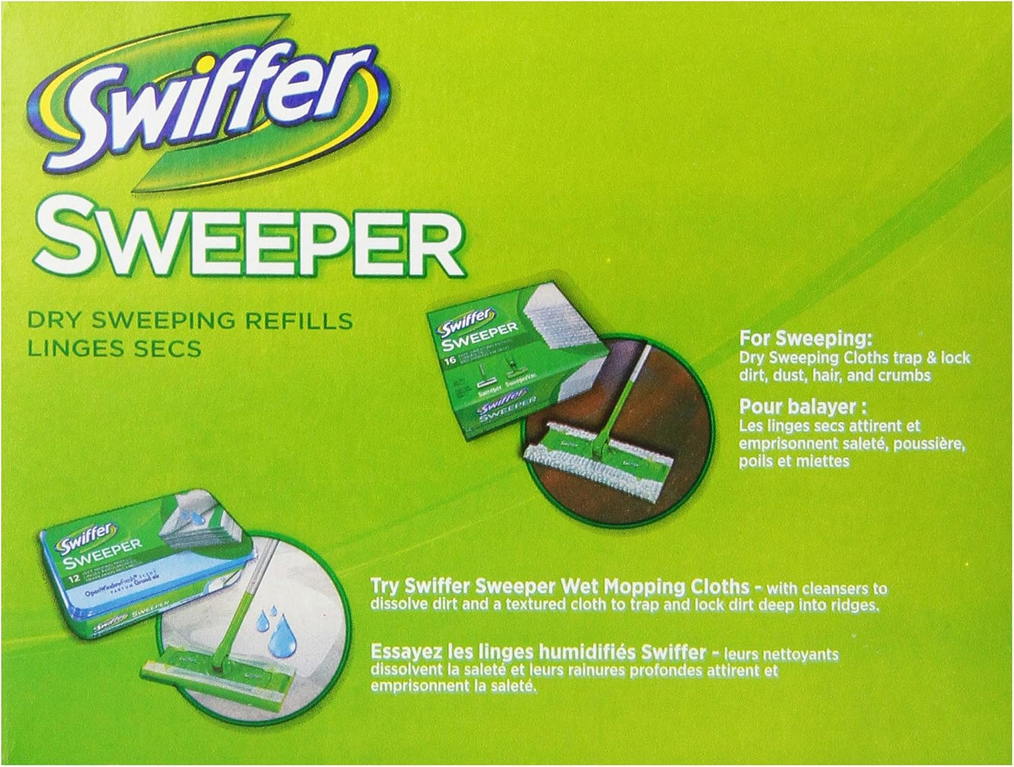 Swiffer Sweeper Dry Sweeping Cloths, Mop and Broom Floor Cleaner Refills, Febreze Lavender Vanilla and Comfort Scent, 16 Count