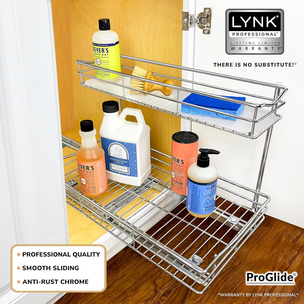 LYNK PROFESSIONAL® Pull Out Under Sink Kitchen Cabinet Organizer - 11.5 in. x...