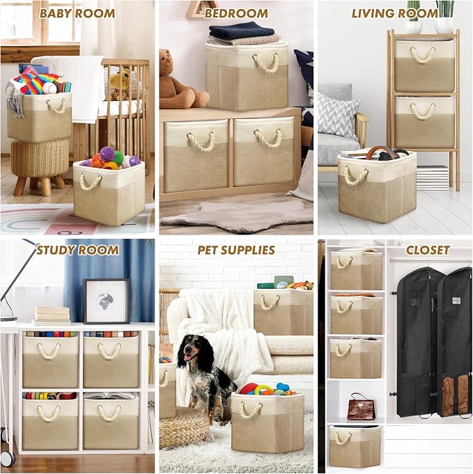 SIMPLE HOUSEWARE Fabric Storage Cubes, 3 Pack - Image 5