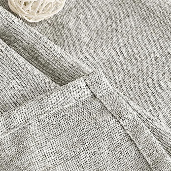 YoungsTex Dark Grey Linen Curtains 63 Inch Length 2 Panels - Image 4