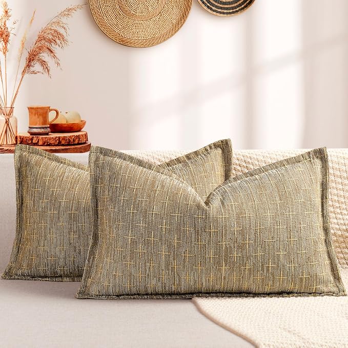 ZWJD 12x20 Pillow Covers Set of 2 Soft Polyester Textured Pillow Covers by ZWJD
