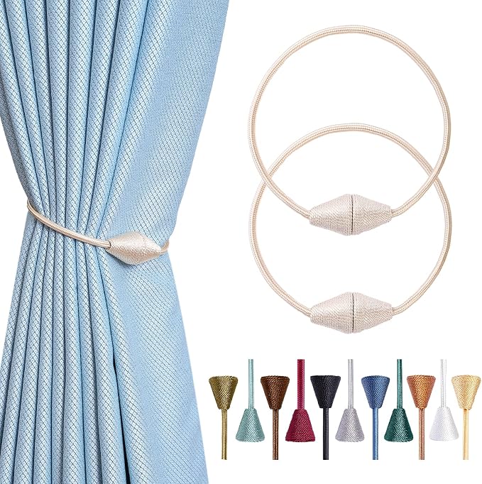 2 PCS Magnetic Curtain Tiebacks, European Style Convenient Drape Tie Backs by YUNTUOO