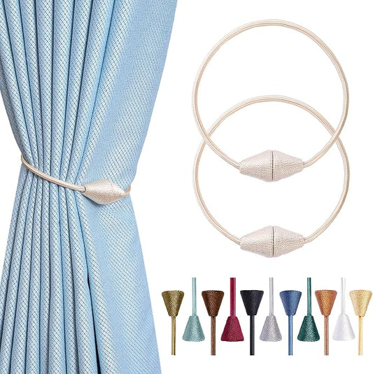 2 PCS Magnetic Curtain Tiebacks, European Style Convenient Drape Tie Backs by YUNTUOO
