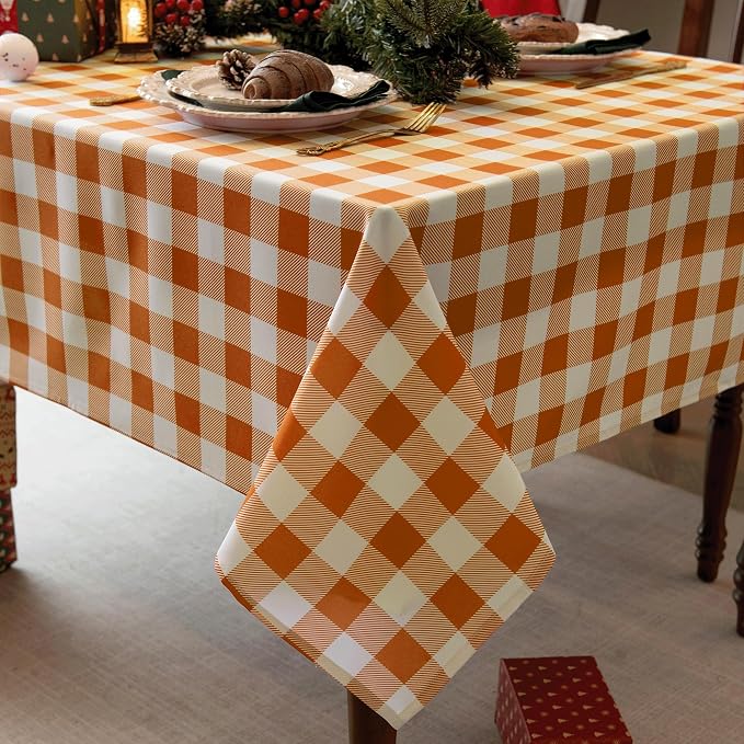 Classic Gingham Plaid Tablecloth Fabric by Essifunia