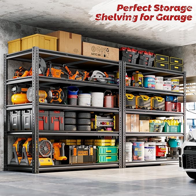 48"W Garage Shelving, 3050LBS Storage Shelves Heavy Duty, 5 Tier Metal Shelving - Image 3