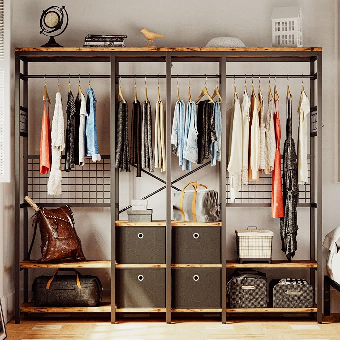 IRONCK Garment Racks with Shelves 4 Drawers and 8 Hooks Heavy Duty Closet - Image 9