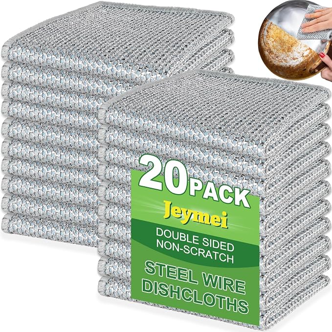 20pcs Non Scratch Wire Dishcloth Multipurpose Wire Dishwashing Rag by Jeymei