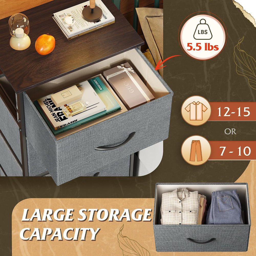 WLIVE Small Dresser Nightstand for Bedroom, 4 Drawers, Dark Grey