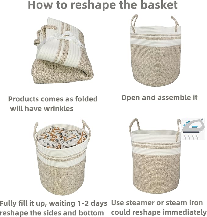 Cotton Rope Laundry Basket Hamper - Image 6