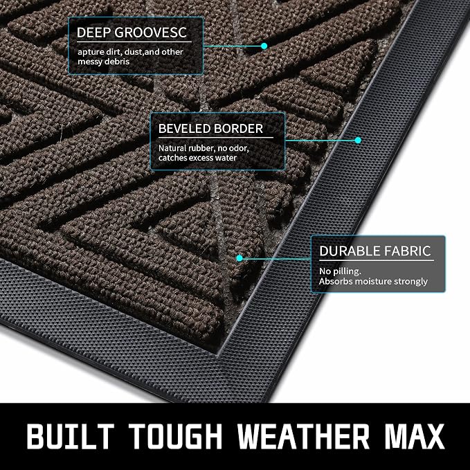 Yimobra Large Door Mat 47x32, All-Weather Waterproof Non-Slip Welcome Matt - Image 3