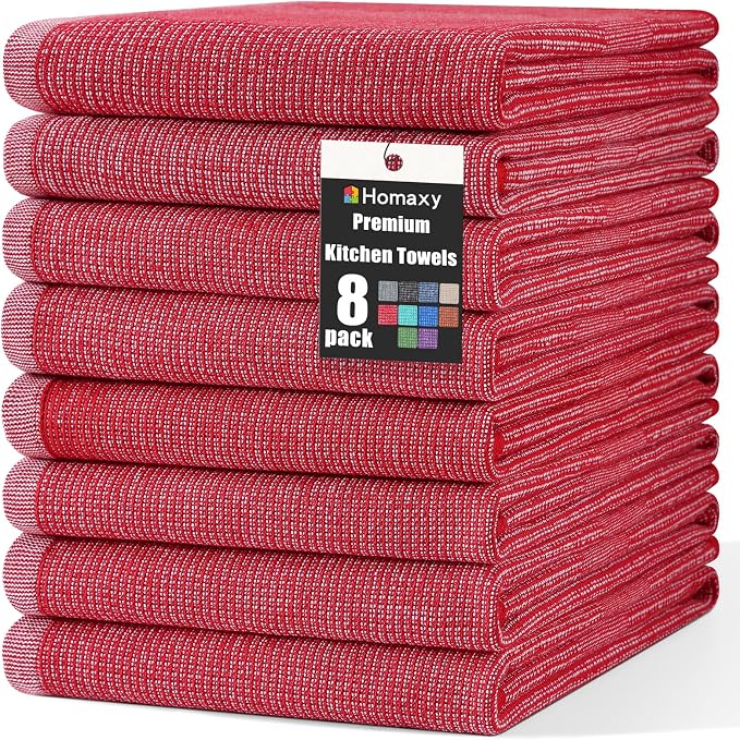 Homaxy Premium Kitchen Towels, Large Cotton Kitchen Hand Towels, Flat and Terry by Homaxy