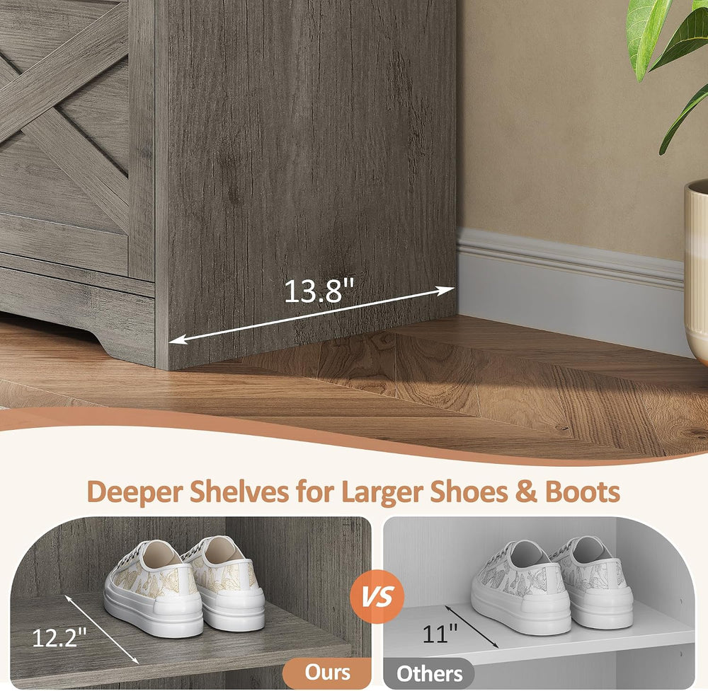 47'' Shoe Storage Bench, 7-Tier Storage Bench, L-Shaped Entryway Benc...