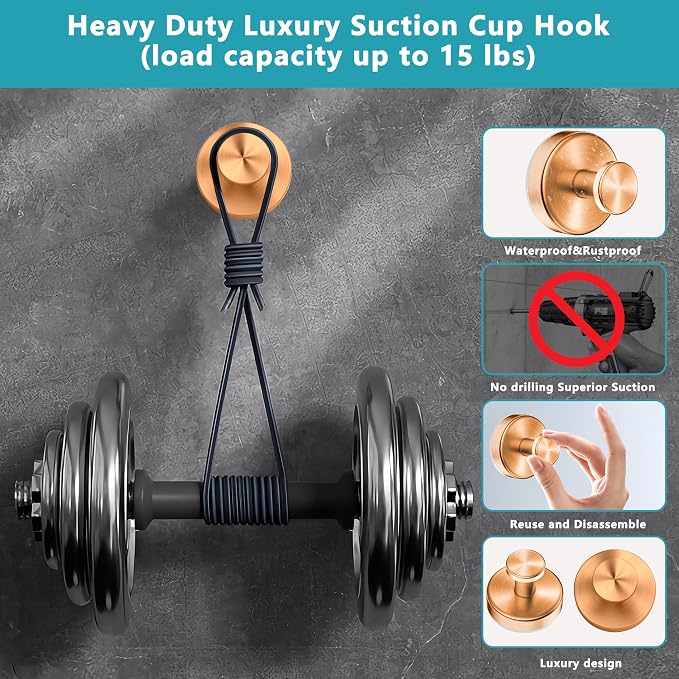 Suction Cup Hooks for Shower, Wreath Hanger for Front Door, Removable No Drill - Image 4