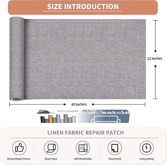 Coarse Linen Repair Patches, Self-Adhesive Linen Fabric Patches, 12X40 inch - Image 2