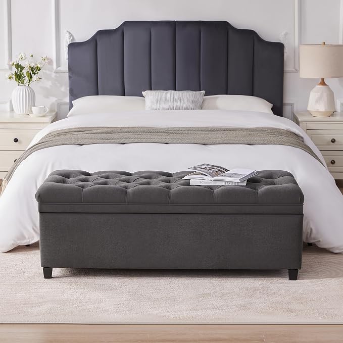 50" Storage Ottoman Bench, Tufted Ottoman - Image 8