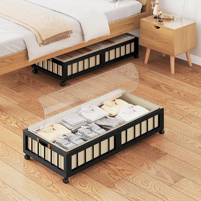 efluky 2-Pack Bamboo Under Bed Storage