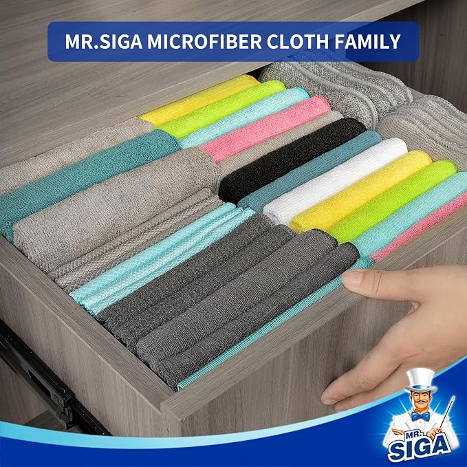 MR.SIGA Waffle Pattern Cleaning Cloths, Reusable Absorbent Microfiber Cleaning - Image 7
