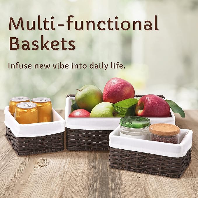 Baskets for Organizing, Undershelf Wicker Storage, Hand Woven Organizer for