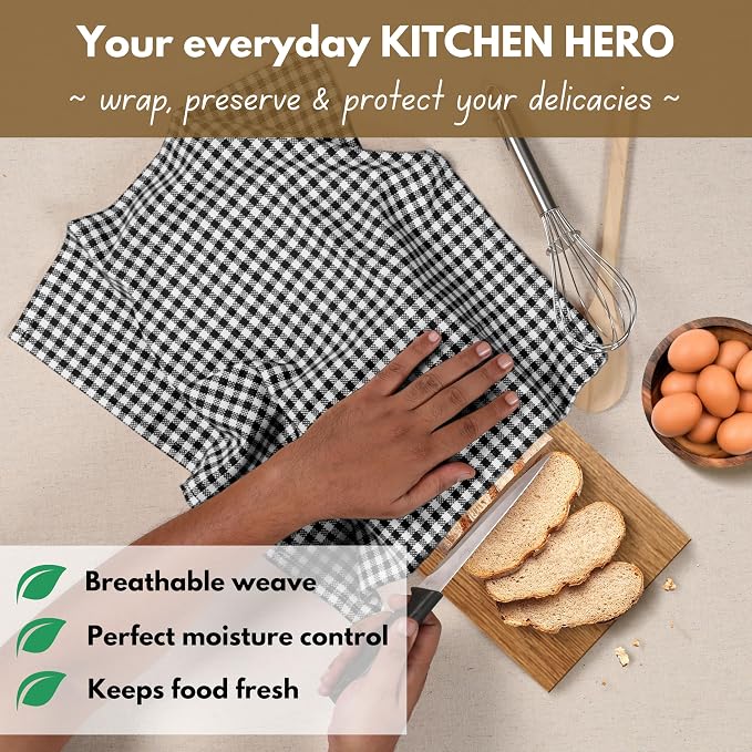 Native Fab Black Gingham Dish Towels 16"x26" Set of 12 - Image 6