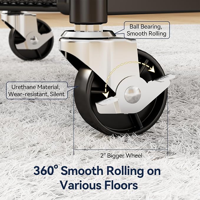 YASONIC 3 Tier Rolling Cart – Metal Utility Storage Cart - Image 7
